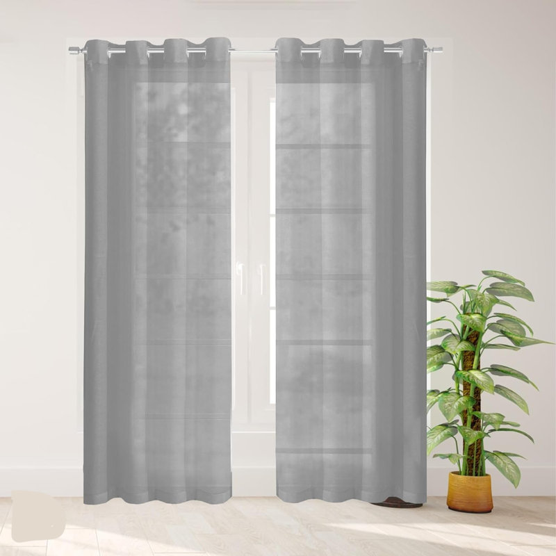 Cheala Solid Sheer Curtains for Living Room and Bedroom 54"W x 84"L Window Sheers Window Drapes, Silver