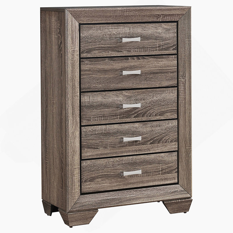 Commode de chambre 5 tiroirs délavé taupe
