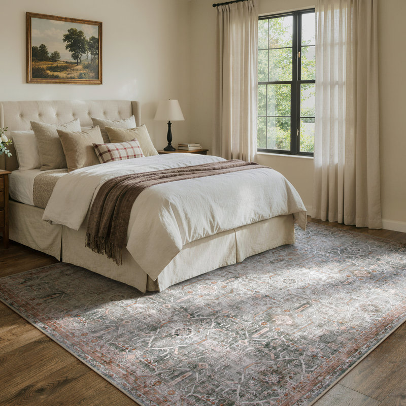 Tapis lavable rétro Tribal Cashmere, Rectangulaire 8 pi x 10 pi