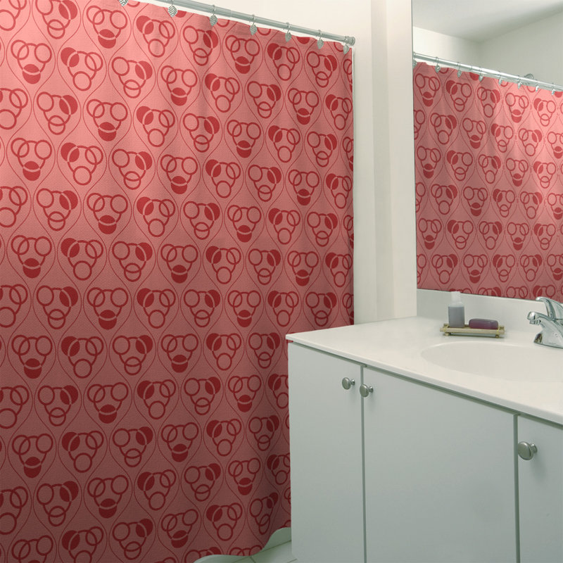 Rideau de douche simple cercles et vagues classic, Rouge