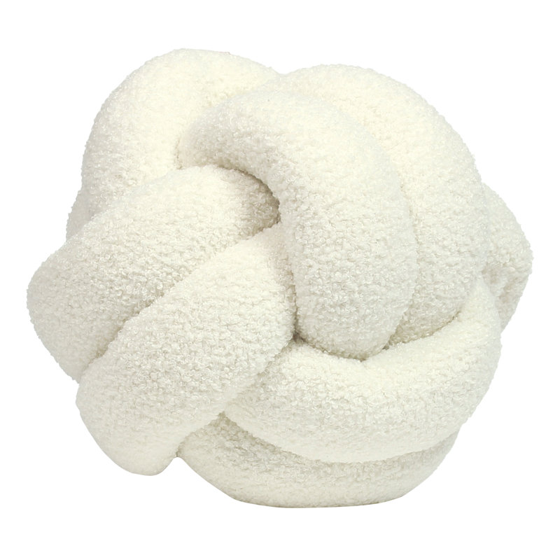 Boucle Knot Novelty Throw Cushion, Ecru