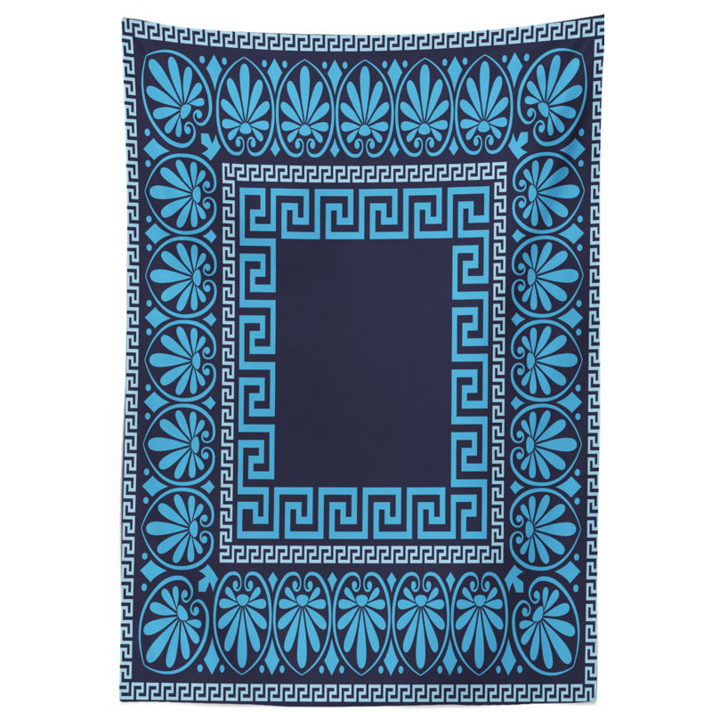 Greek Key Grecian Meandros with Intricate Lines Floral Figures Tabletop