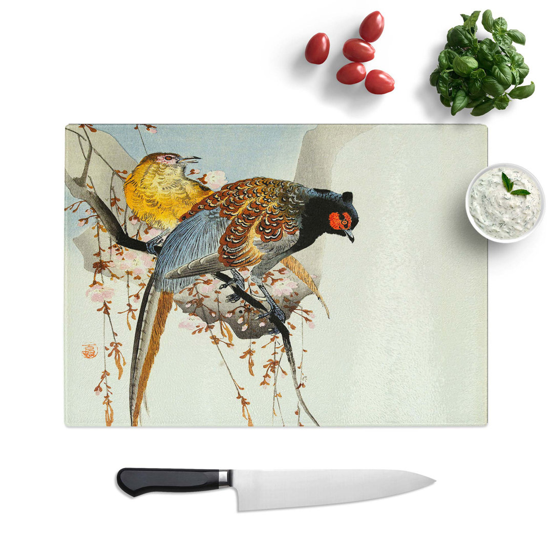 Tempered Glass Pheasants upon a Plum Blossom Tree by Ohara Koson Chopping Board