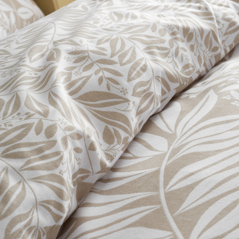 Sorrel Leaf Reversible Duvet Cover Set, Beige, Single Duvet Cover Set + 1 Pillowcase