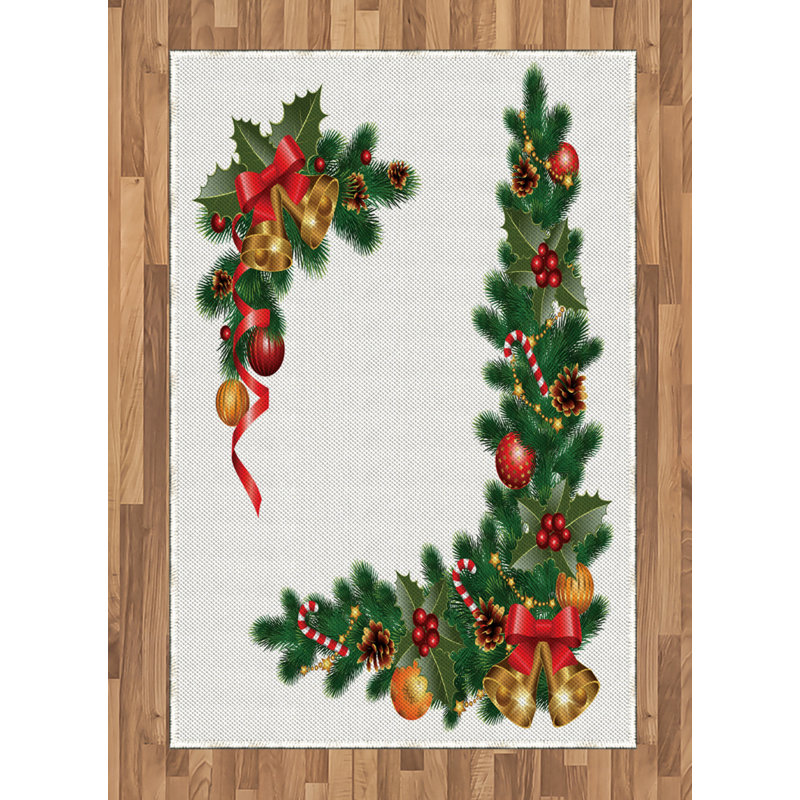 Tapis décoratif de Noël à haute densité en fibres de polyester à longs fils, Rectangle— 4 pi x 5 pi 8 po