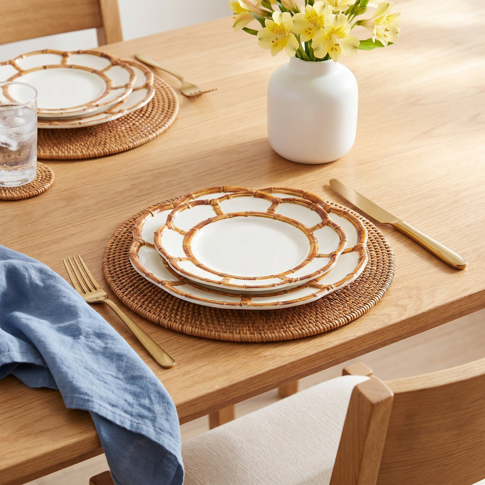 9" Dinner Plate, Brown/White
