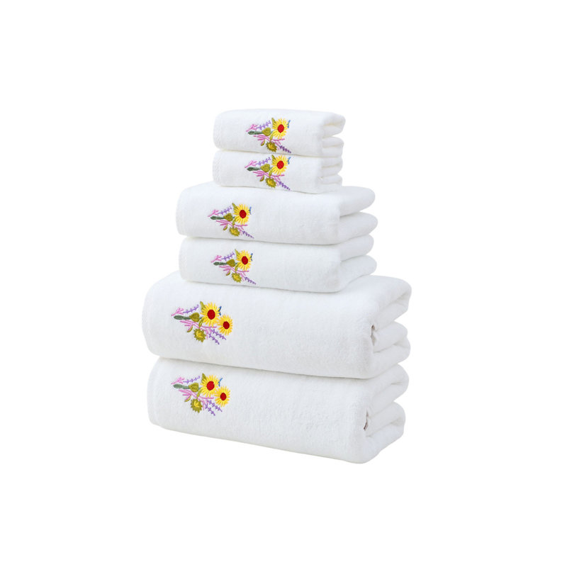 Soft Cotton 6 Piece Halloween Towel Set, Absorbent Quick Drying Bath Hand And Square Towels For Home, 27.6x55.1in White, C