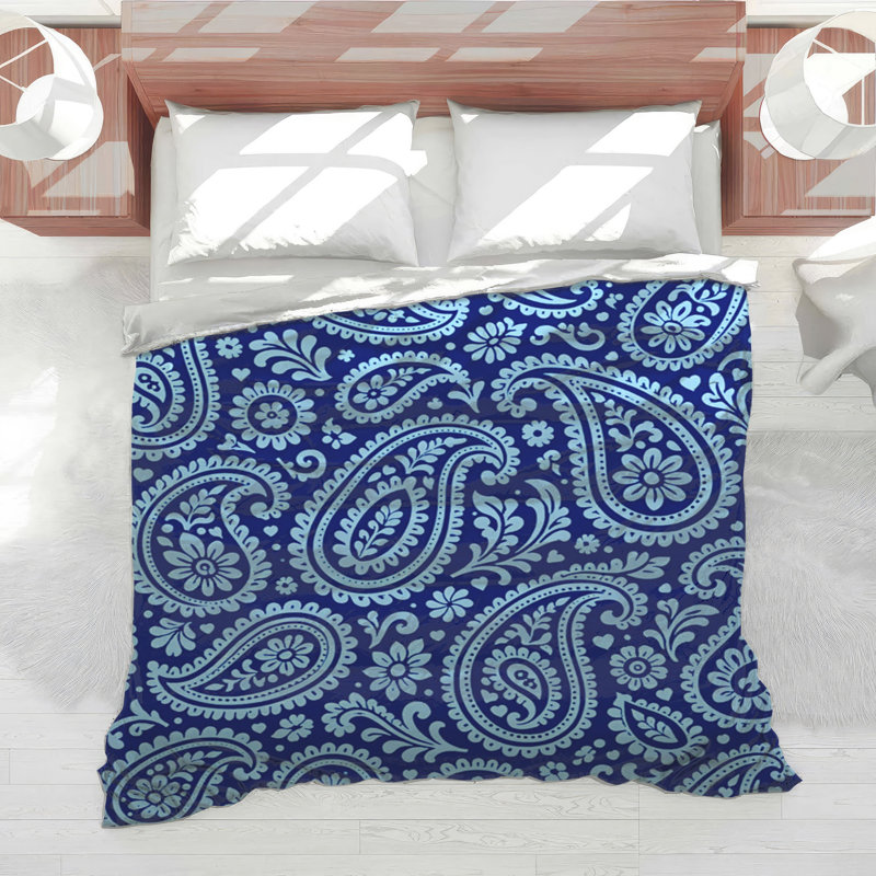 Édredon bleu à motif cachemire floral, Twin