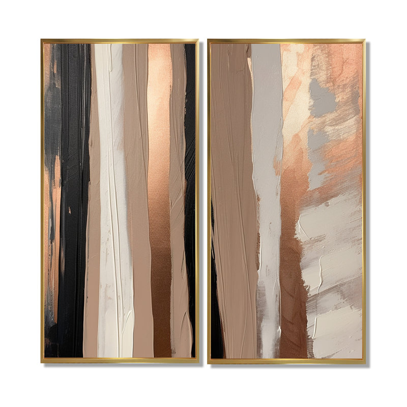 «Brown and Black Beyond Boundaries IV» - Grandes impressions d'art abstrait sur toile, H 40 po x l 40 po, Doré