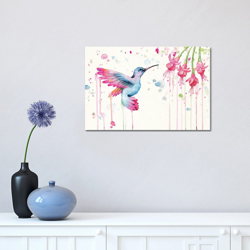 Jardin des colibris par Sillier Than Sally - reproduction d'art, H 12 po x l 18 po x 1,5 po, Aucun mat, Toile tendue