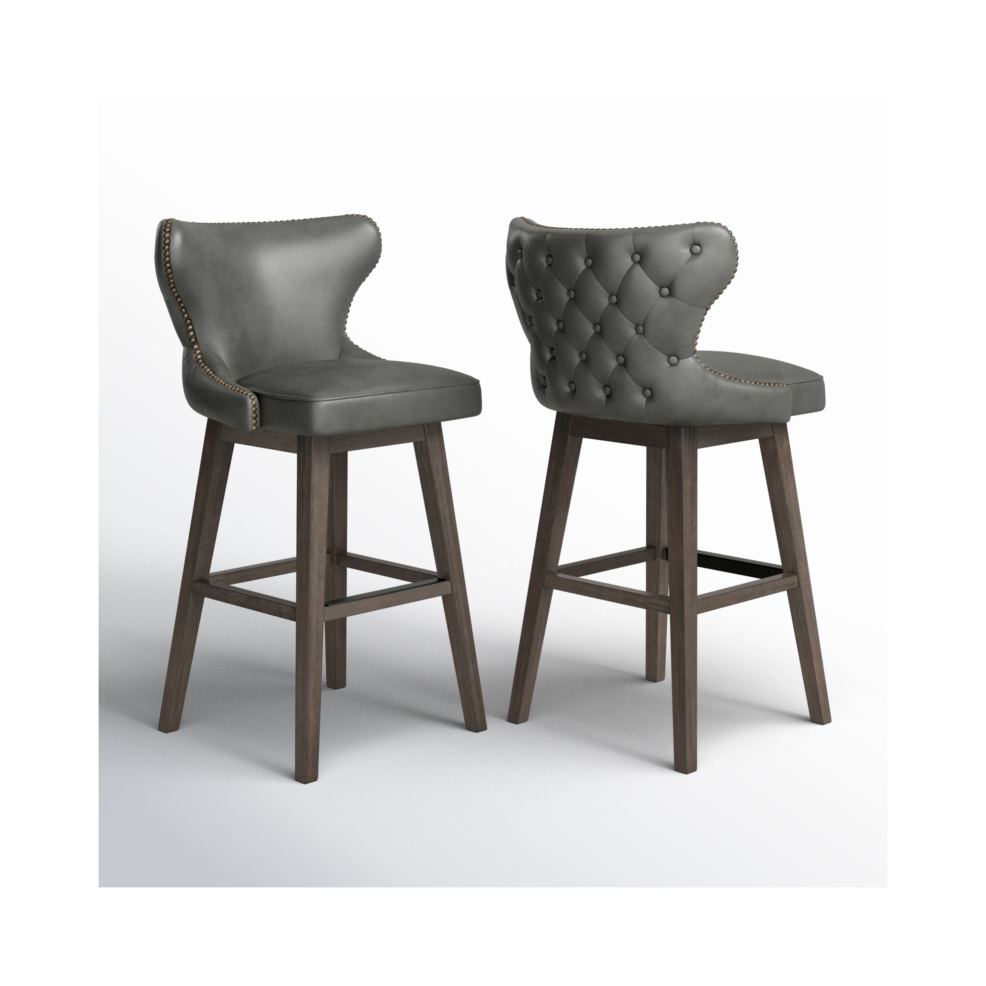 Carline Caraline Swivel Counter & Bar Stool, Bar Stool (30" Seat Height), Wax Elephant Faux Leather