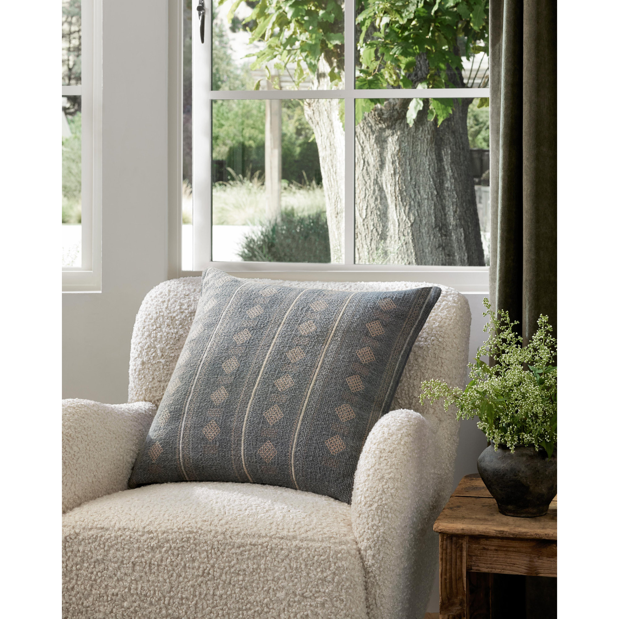 Palomar Striped Cotton Throw Pillow, Down