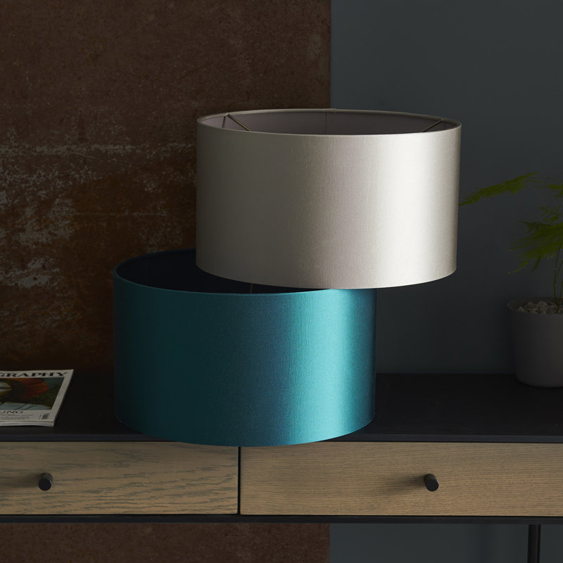 21cm H Polyester Drum Lamp Shade ( Uno ), Teal