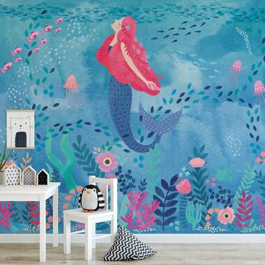 Peel  Stick Wallpaper Swatch  Mermaids Otters Mermaid Undersea Ocean  Swimming Life Whimsical Sea Mythical Fairy Custom Removable Wallpaper by  Spoonflower  Wa  Peel and stick wallpaper Large scale wallpaper  Wallpaper