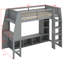 Lit mezzanine en bois avec bureau, étagères à rangement multiples, DEL et portemanteau suspendu