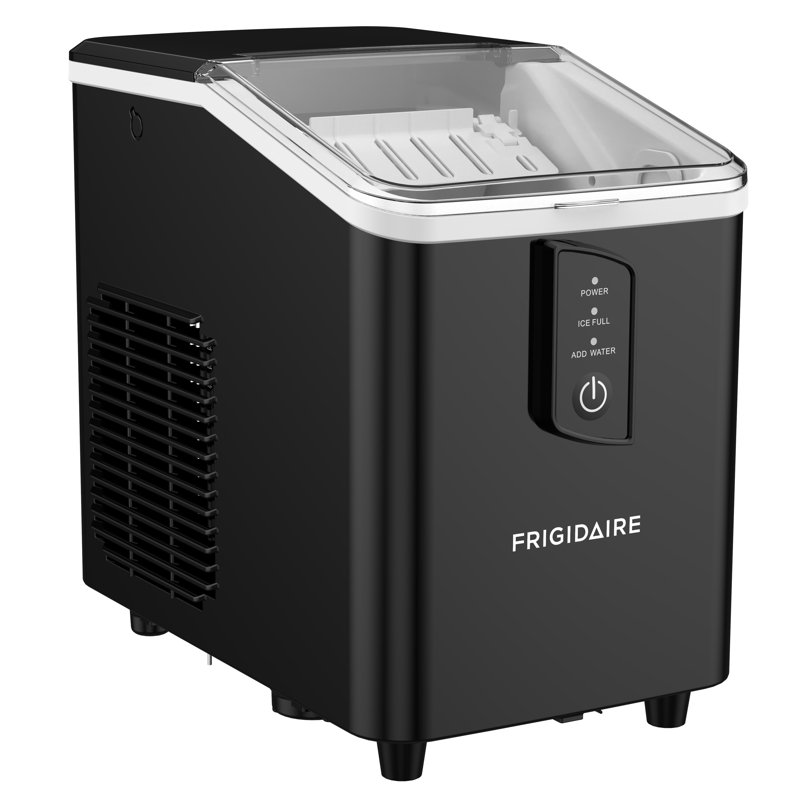 Frigidaire 26 Lbs. Countertop Ice Maker, Bullet Ice Maker with Transparent Window, Black, Black