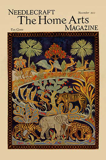 « animal tapisserie » par needlecraft magazine, affiche rétro, H 66 po x l 44 po