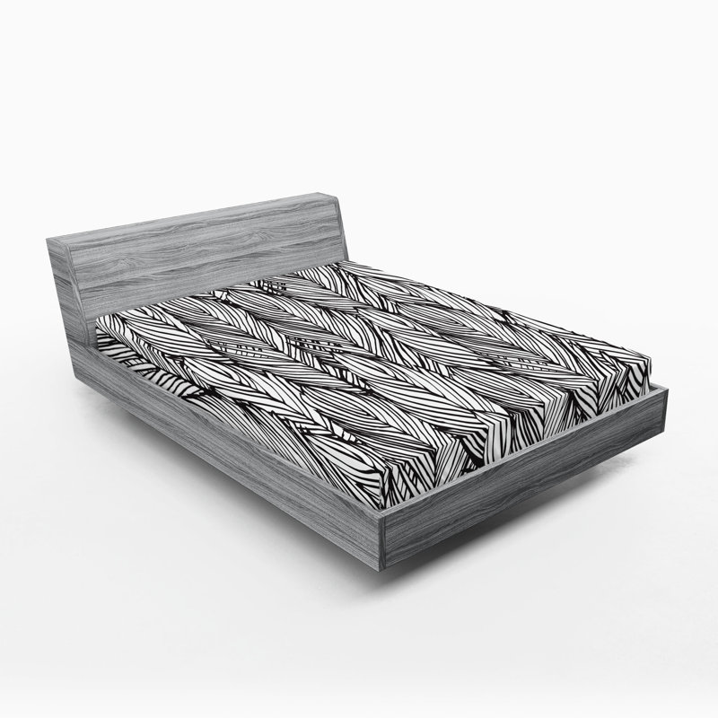 Drap-housse Ambesonne, paquet de 2, Gris anthracite, blanc / floral, Drap-housse de taille double