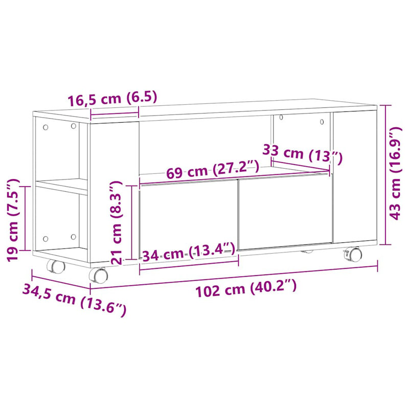 Massi Unfinished TV Stand for TVs up to 43", Black Oak