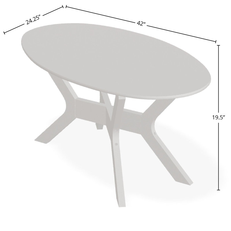24" x 42" Marine Grade Polymer Outdoor Coffee Table, Gray/Warm Gray