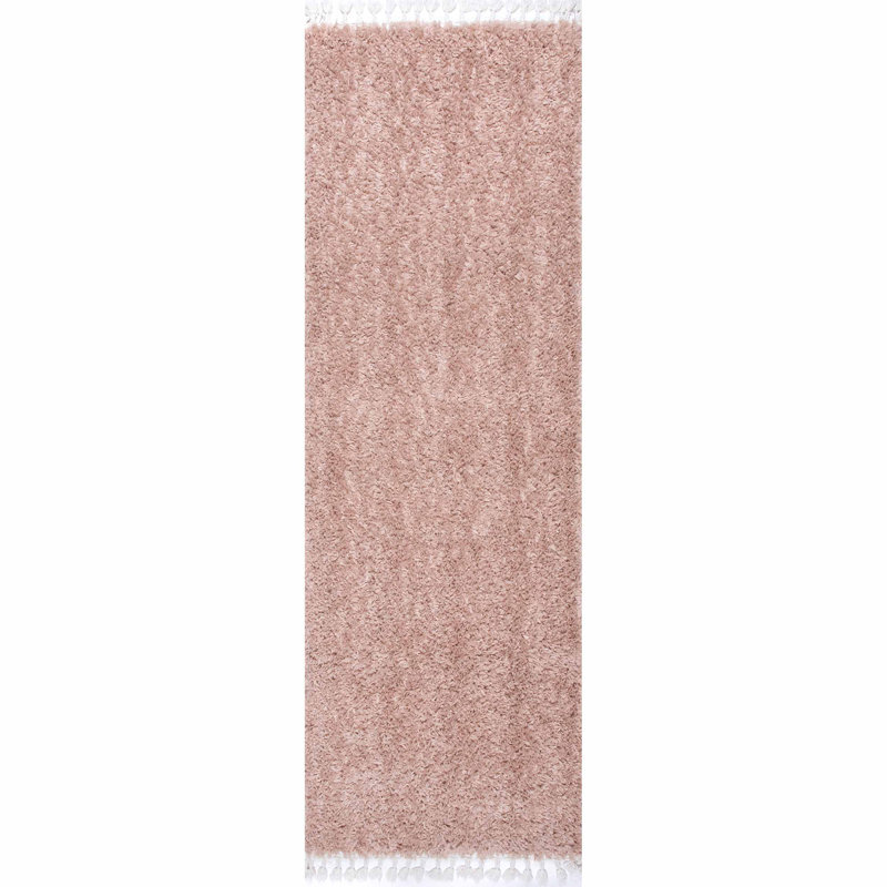 Laurel Performance Shag Tasseled Pink Rug, Runner 2' 6" x 6' 3"
