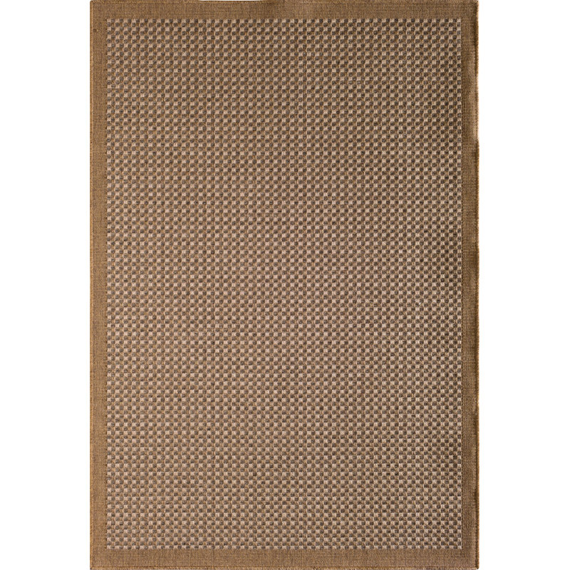 Tapis d'intérieur / extérieur en polypropylène tissé à la machine en patchwork brun clair naturel / brun Macri