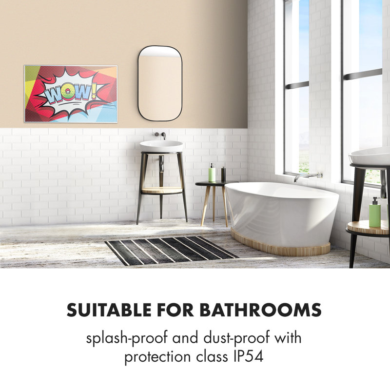 Klarstein Wonderwall 600 Watt 2046 BTU Electric High Efficiency Wall Mounted Space Heater with Adjustable Thermostat and with Digital Display