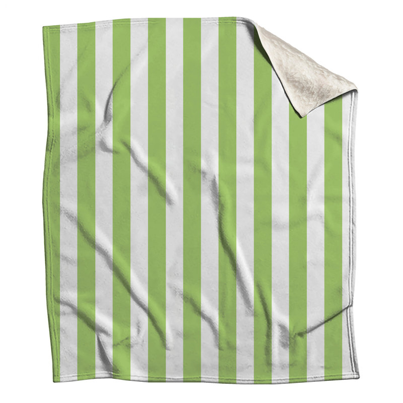 Green White Stripes Blankets, 50in W x 60in H