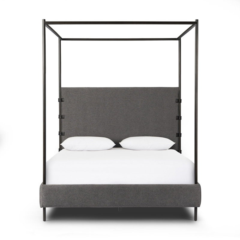 Anderson Upholstered Queen Canopy Bed, Beige, King