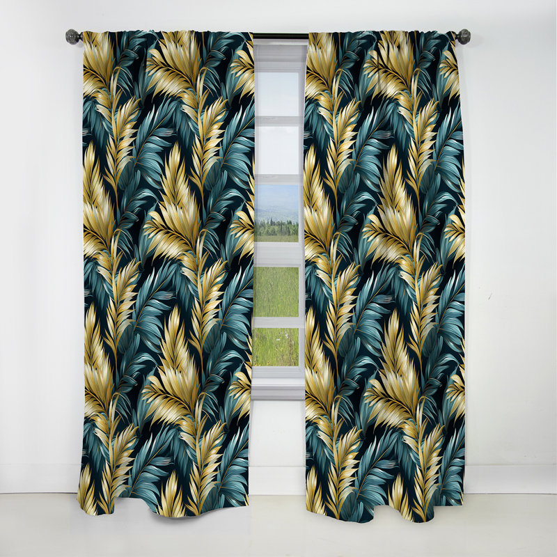 Motif tropical Palm Breeze - Rideau floral - Rideau occultant floral - 1 panneau, L 52 po x L 120 po