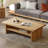 Burlywood Solid Wood Rectangular Coffee Table