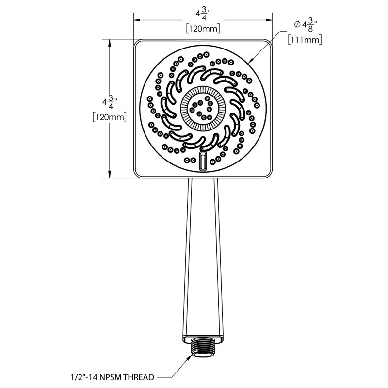 Kubos Exhilaration Multi Function Handheld Shower Head, Polished Chrome