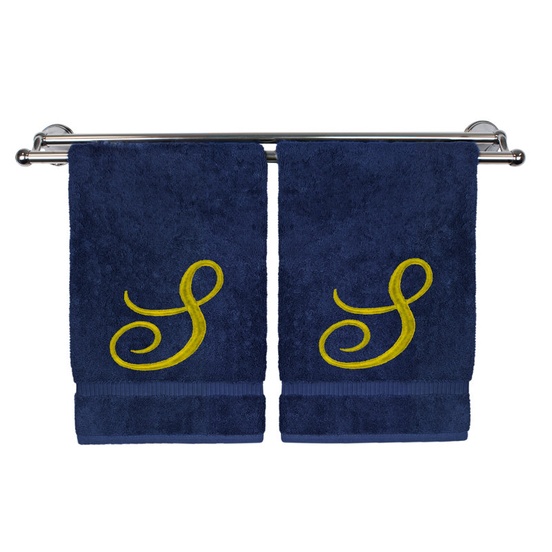 Super Plush Hand Towel, Navy/Gold, S