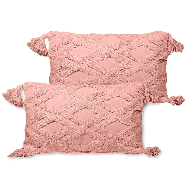 Coussin décoratif intérieur / extérieur en coton brodé , Rouge