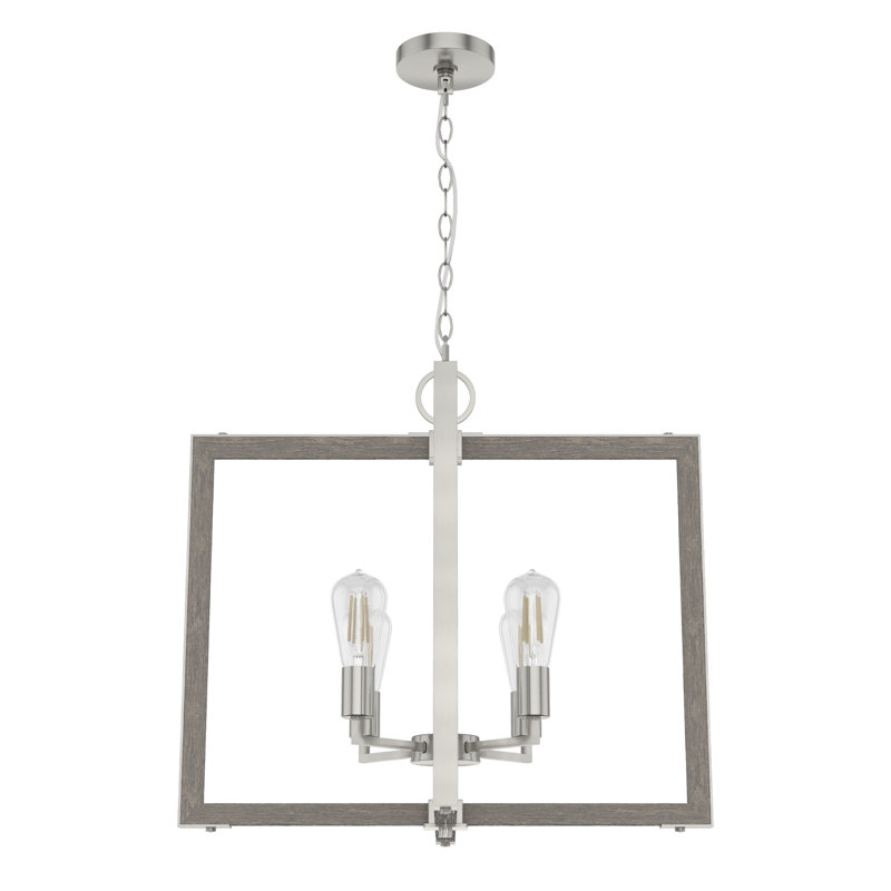 Woodburn 4 Light 24 Inch Pendant Ceiling Light Fixture, Brushed Nickel