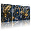 Plantes et fleurs, arche gothique bleue, ensemble de 3 impressions sur toile-1108470759