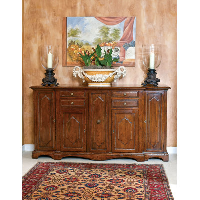 84" Wide Walnut Wood Sideboard