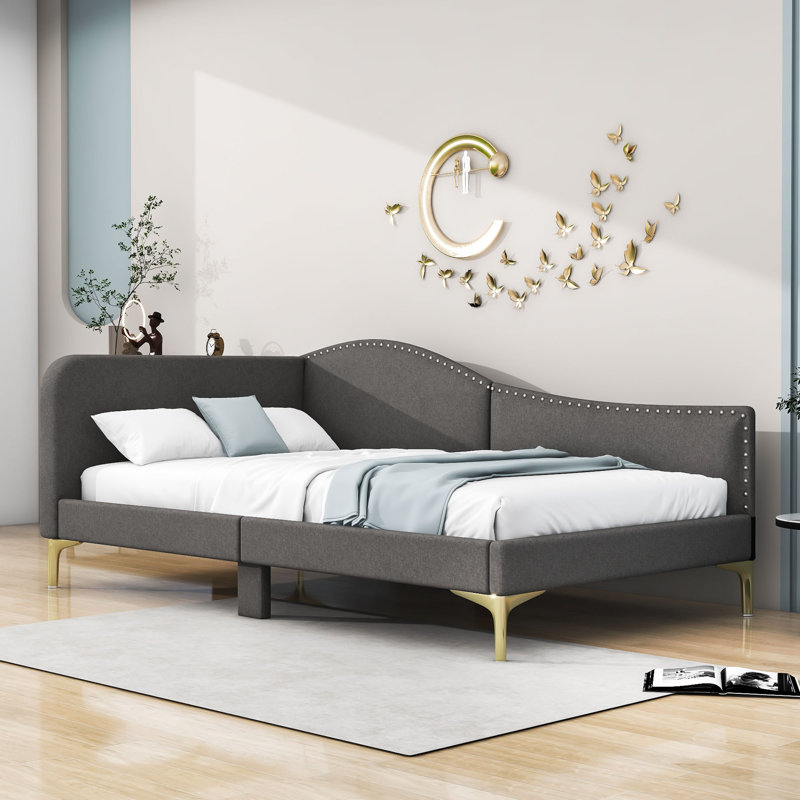 Axten Upholstered Daybed with slats, Gray, Twin