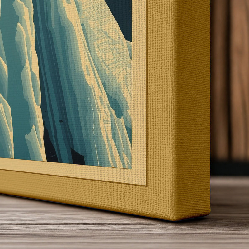 Glacier's Monument Scandinavian 1 Piece Wrapped Canvas Wall Art, 24x16 - 61.0 x 40.6 cm, Ochre Border