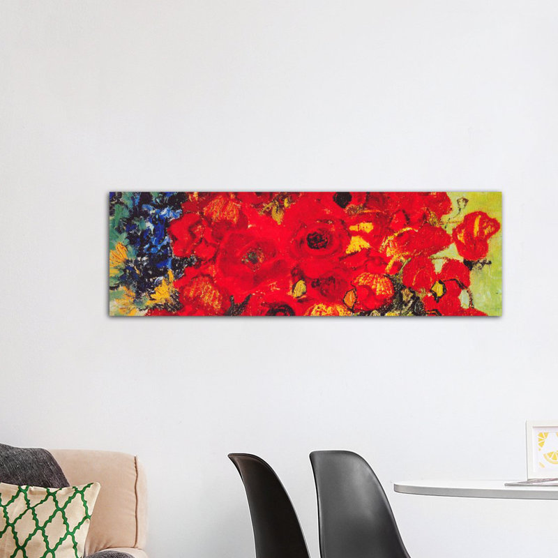 « Vase with Daisies and Poppies » par Vincent Van Gogh, reproduction d'art sur toile, H 20 po x l 60 po x P 0,75 po