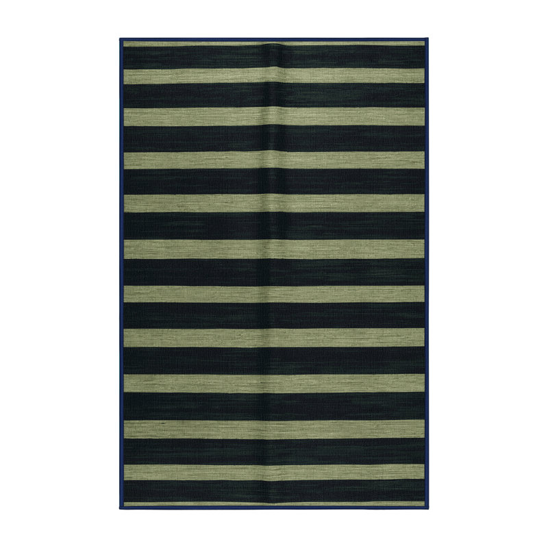 Machine Washable Horizontal Stripes Blue Area Rug, Rectangle 2' x 3'