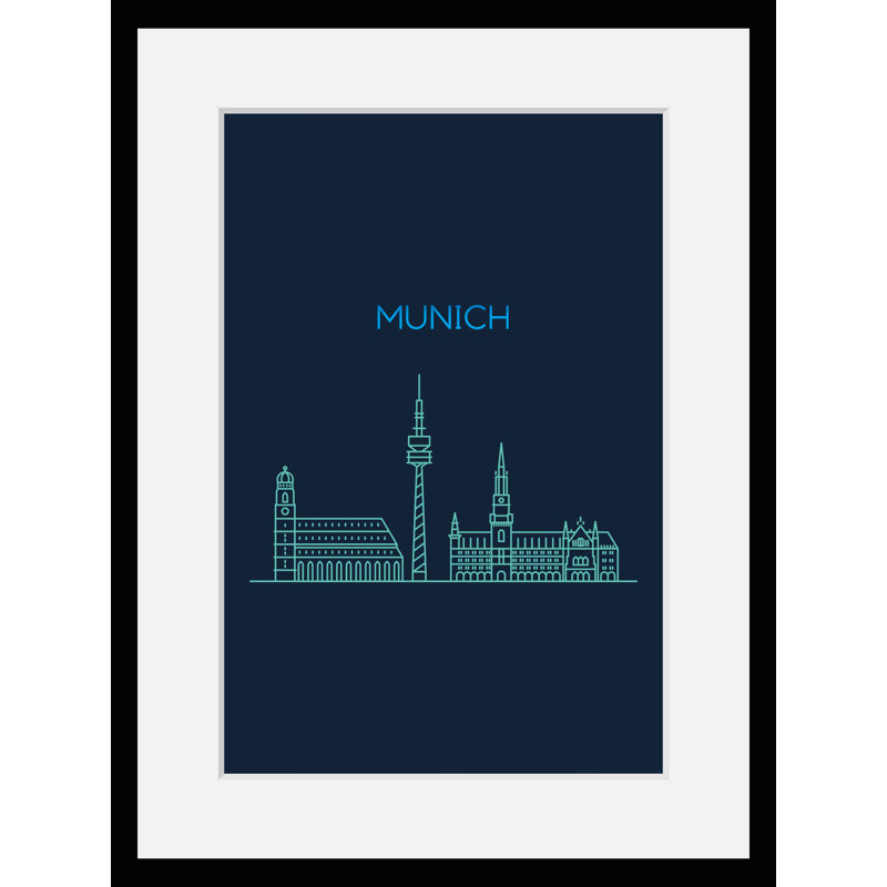 Munich Skyline - Single Picture Frame Print, 50 cm H x 40 cm W