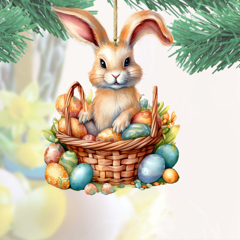 Easter Bunny Wooden Ornaments By G. Debrekht