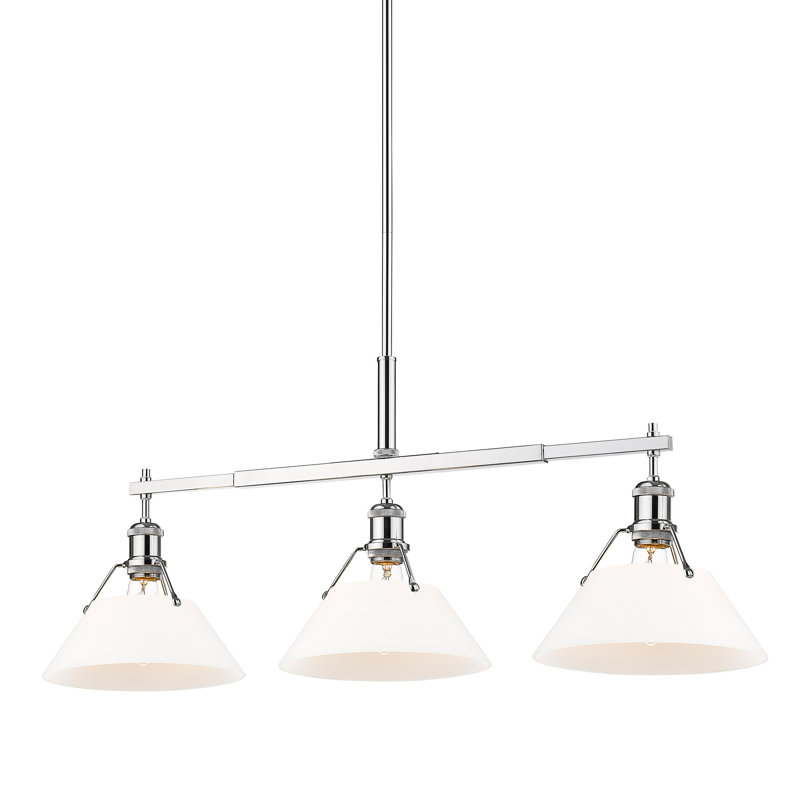 Weatherford 3 - Light Kitchen Island Pendant, Chrome, Opal Glass