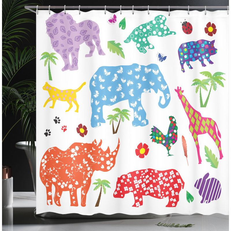 Rideau de douche simple wild animaux Virgil, H 70 po x l 69 po
