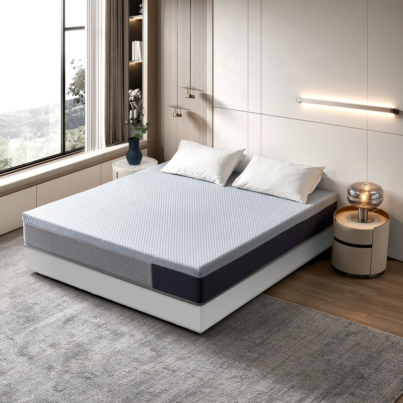 Sinegal Modern 10" Medium Hybrid Mattress - Cooling Memory Foam & Supportive Inner Springs with Breathable Striped Cover