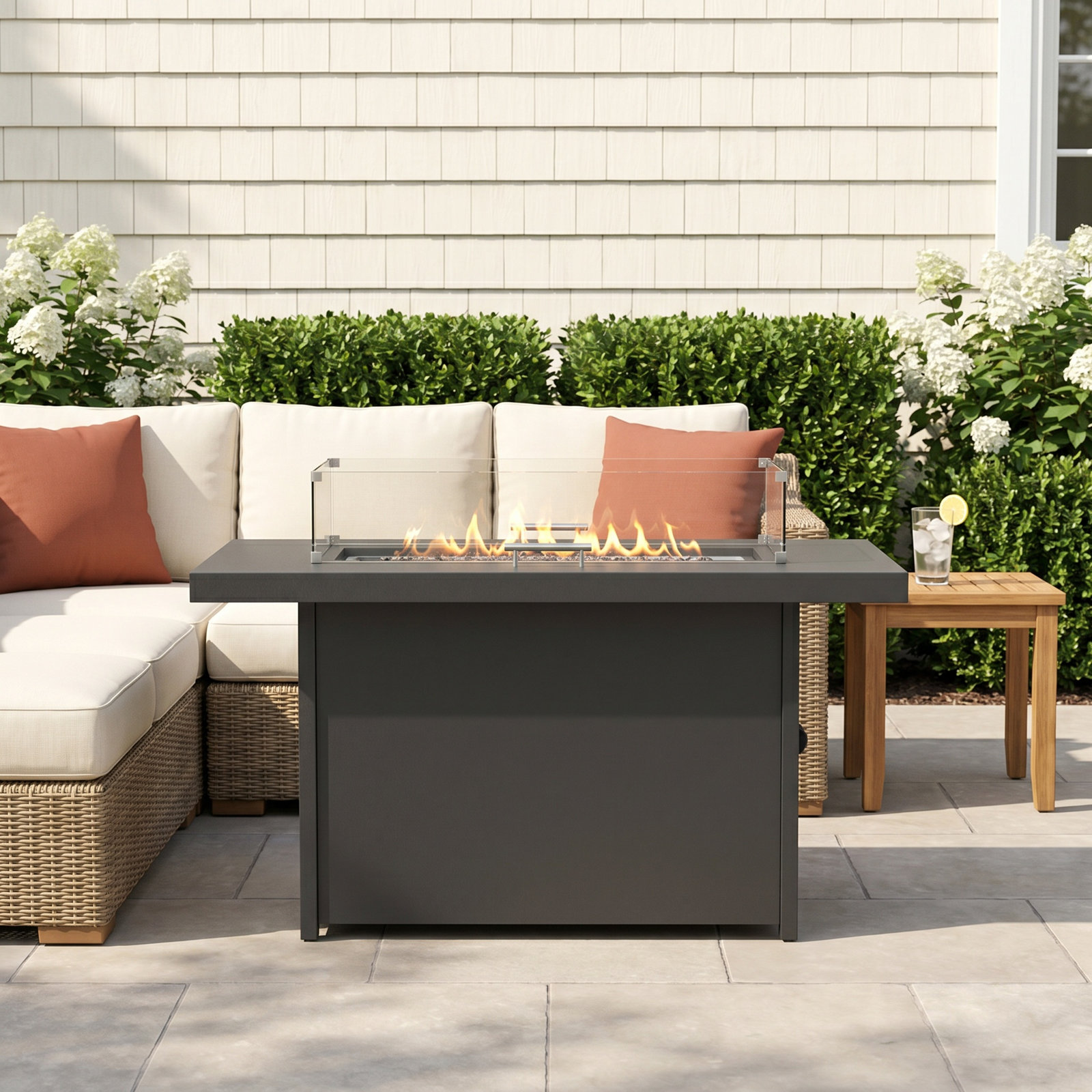 Rectangle Fire Pit Table, Driftwood
