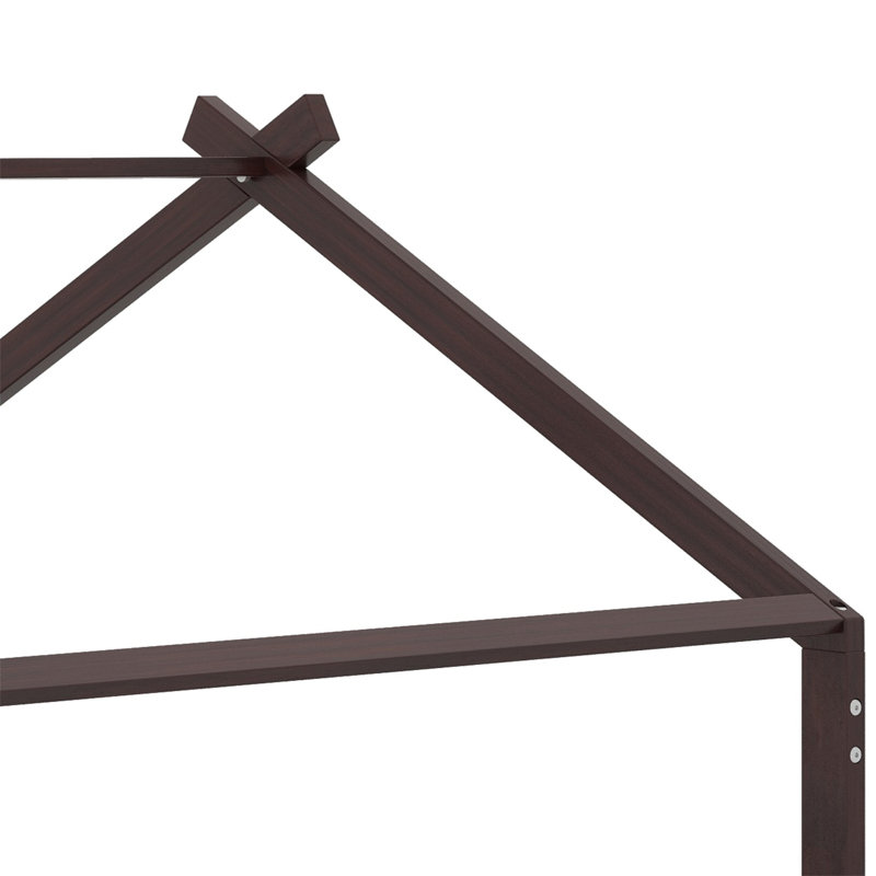 Solid Wood Low House Bed, Espresso, Full / Double