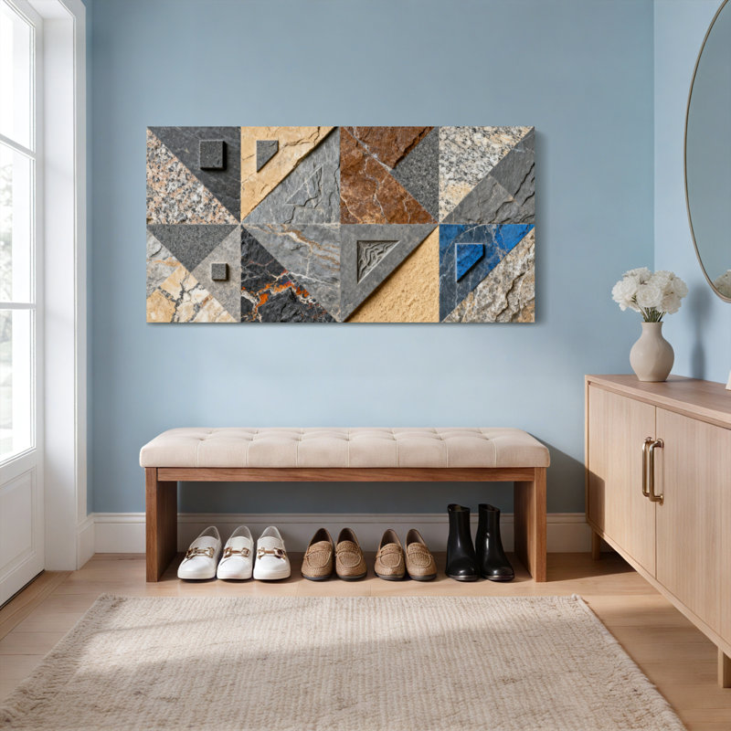 Ensemble de 1 tableau sur toile à motif marbré géométrique, H 24 po x l 48 po