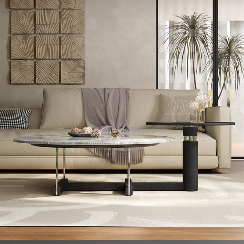 Italian round marble coffee table